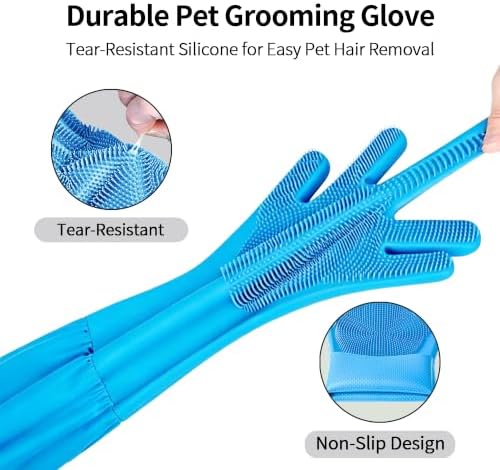 Long Sleeve Dog & Cat Washing Gloves, Pet Bathing Grooming Tool | Anti-bite thick silicone,gentle massage & deshedding,ideal for all coat types & breeds,dishwasher safe,home & car cleaning