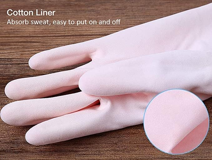 Alimat PluS Purple Kitchen Gloves Latex Free, Cotton Liner, 1 Pair, Medium | Reusable Dishwashing Gloves with Non Slip Embossed Texture, Waterproof Cleaning Gloves for Laundry, Gardening