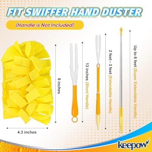 KEEPOW 12 Pack Refills Compatible with Swiffer Ext Handle, 360 Heavy Duty | Reusable 360 Degree Microfiber Fleece Duster Refills for Home Cleaning, Compatible with Swiffer Extended Handle, 12 Pack