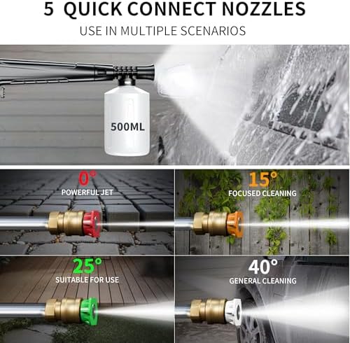 2026Upgraded Pressure Washer 5000PSI with Adj-8-Level Touch Screen, 34" Tall Power Washer, 4 Quick Connect Nozzles, Inlet Hose&Filter&500mlFoam Cannon for Cars/Fences/Driveways/Home Cleaning，Red