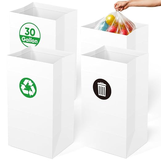Moryimi 4 Pack Portable Disposable Trash Cans for Parties 30 Gallon | Extra Large Trash Cans for Parties and Events, Disposable Garbage Can for Party (30.7" H x 17" W x 13.4" D)