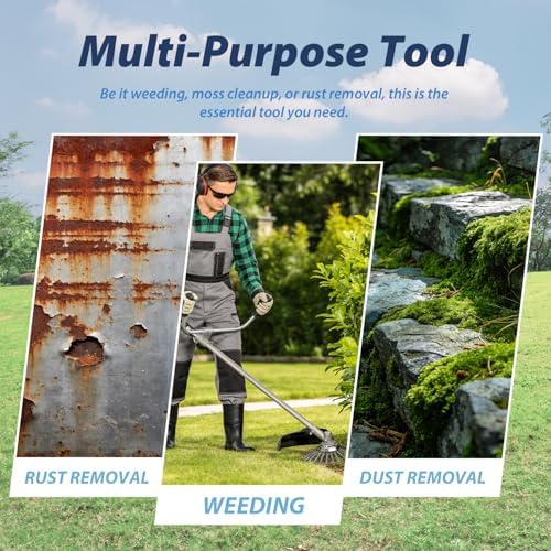 10 Universal Weed Brush Head Heavy Duty Steel Weed Trimmer Attachment Fits Most String Trimmers for Roads, Bricks, Rims on Driveway, Cleaning Moss, Weeds and Stains