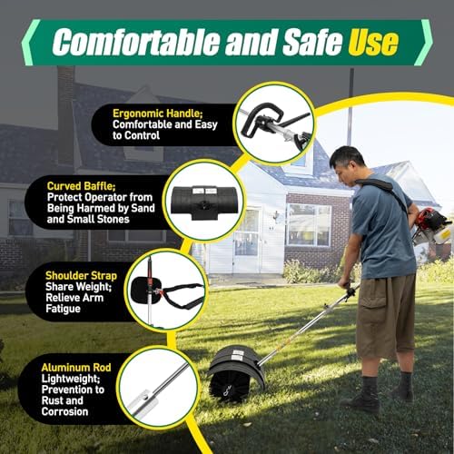 2 Stroke 52CC 2.3HP Gas Power Broom, Handheld Sweeper Driveway Turf Grass Snow Cleaning Power Broom for Artificial Turf Artificial Grass Cleaner Brush Sweep Broom Driveway Snow Clean Tool