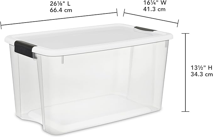 Sterilite 70 Qt Ultra™ Latch Box, Durable Clear Storage Bin w/ Lid, 6 Pack
