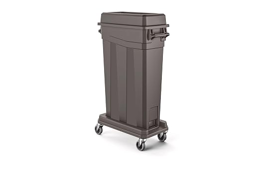 Suncast 23 Gal, Commercial Narrow Trash Can with Handles, Gray, Made in USA