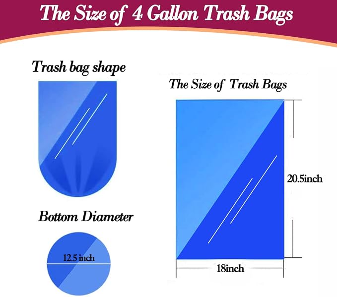 4 Gallon 180pcs Small Black Trash Bags Strong Garbage Bags,Bathroom Trash Can Bin Liners, Plastic Bags for Bedroom, Waste Basket Liner, Fit 12-15 Liter, 3.5,4,4.5 Gal(4G-Black)