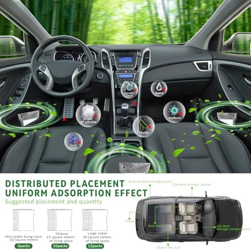 2 Bags Natural Air Purifying Bag | Bamboo Charcoal Odor Absorber for Home & Car | Closet Odor Eliminator, Small Room Deodorizer & Car Air Freshener | Charcoal Bags (200g gray2, Unscented)