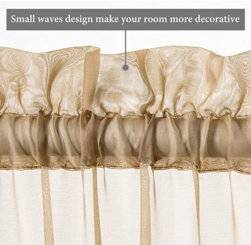 MIULEE Brown 25 x 40 Inches Sidelight Sheer Curtains for French Door | Light Filtering Window Gauze, 2 Panels, Tieback