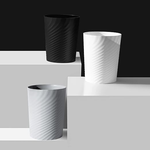 Plastic Small Bathroom Trash Can Wastebasket Garbage Can, Grey, 3 Pack | Sturdy-Easy to Clean, Bathroom, Laundry Room, Kitchen, Office, Kids Room, Dorm, Bedroom, 1.8 Gallon
