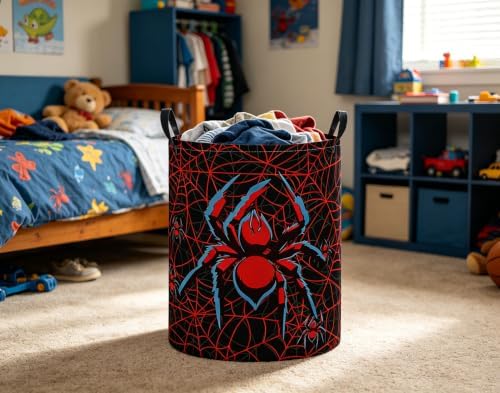 Baby Laundry Basket Baby Nursery Hamper Kids Laundry Basket Toy Storage Bin for Boys Room Decor Gift Baskets for Bedroom Bathroom(Spiders)