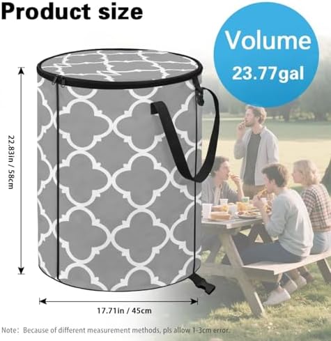 Gray Lattice Collapsible Trash Can Portable Camping Garbage Can for Parties, Yard Waste, or Laundry - Camping Accessories