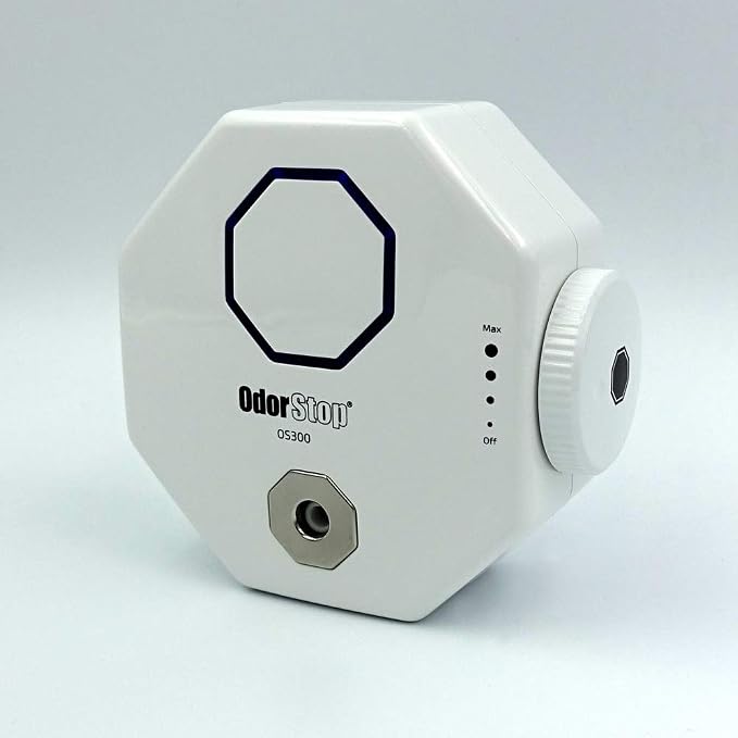 OdorStop OS300 Professional Grade Mini Ozone Generator Ionizer for Deodorizing and Purifying Small Areas Such as Bathrooms, Bedrooms, Personal Workspaces, Hotel Rooms, Offices, and RV’s (300 sq ft +)