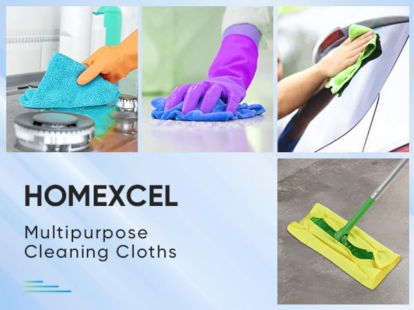 HOMEXCEL Microfiber Cleaning Cloth 600 PK, Towels for Cars, Shop Rags | Lint Free Cleaning Rags for House, Garage, Kitchen, Car Detailing, Shop Towels Bulk Scratch-Free, Absorbent, 11.5"X 11.5"