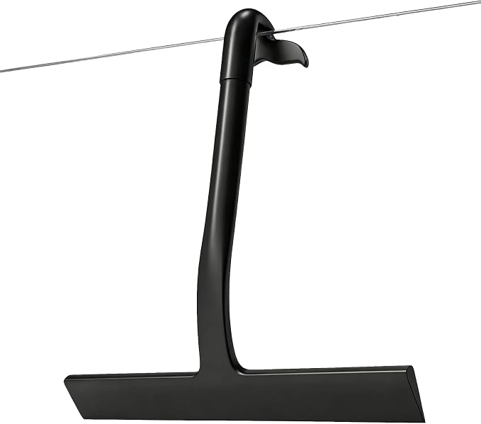 Shower Squeegee for Glass Doors: Streak-Free Silicone, 8.27 inch | One Swipe Silicone Blade, Built-in Hook for Easy Hanging, Versatile for Bathroom Mirror & Car Window (Classic Black)