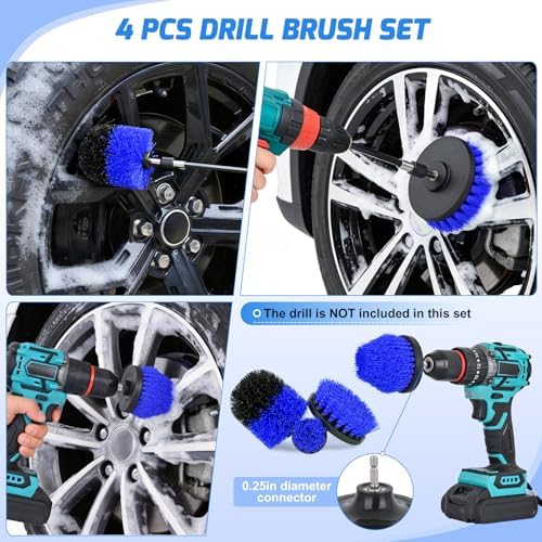Nilight 52PCS Car Detailing Kit for Interior Exterior Car Care, Blue | car wash auto cleaning Tools with storage bag, Deep Clean Polish Car Care Windshield Dashboard Seat Air Vents Wheels Tires