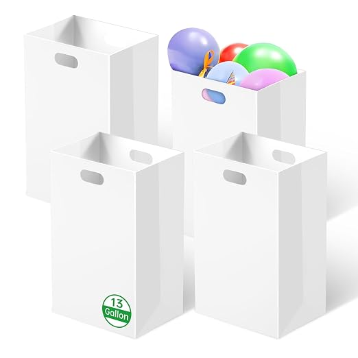 Hongmed Disposable Trash Can for Parties, 13 Gal Pop-up Paper Garbage Bins, Heavy-Duty Recyclable Cardboard Receptacle for Birthday, Wedding, BBQ, Holiday Cleanup, Holds 50+ Cans, 4 Pack