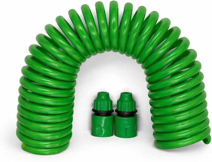 Coil Garden Hose 8 ft, Curly Water Hose with Plastic Connectors, Recoil Garden Water Hose, Retractable, Corrosion Resistant Garden Coil Hose.