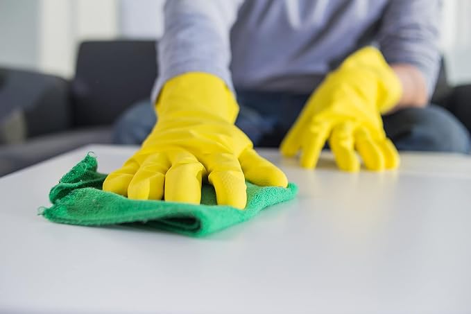 SteadMax 1 Pair Cleaning Gloves, Reusable Natural Rubber Dish Gloves, Latex Non-Slip Gloves for Kitchen, Household