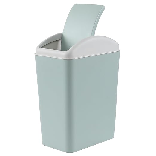 4.5 Gallon Plastic Trash Can with Lid, Swing Top Garbage Bin, Blue | Small Slim Swing Lid Trash Bin