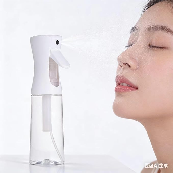 ZALUJMUS Ultra Fine Mist Spray Bottle, 200ml Continuous Sprayer, Plastic Reusable Container for Hair, Travel Size, Hand Wash Care, Sport Theme (Transparent)