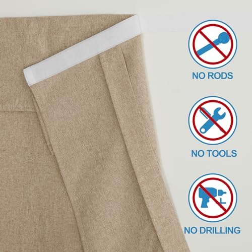 RYB HOME Sidelight Curtains for Front Door, Window Covering No Drill | Thermal Insulated, Linen Blend, Privacy Assured, Small Shade for Side Patio Glass French Door, W12 x L69, Mocha, 1 Panel