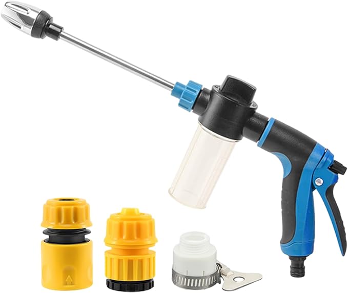 Aquoxis Pressure Washer, 15X More Powerful Extreme Water Pressure Tool with Steel Power, Qinux Aquoxis Sprayer for Waterpipe, High Pressures Water Jet with Foam Pot, Generic Aquaxis Aqui Blue D