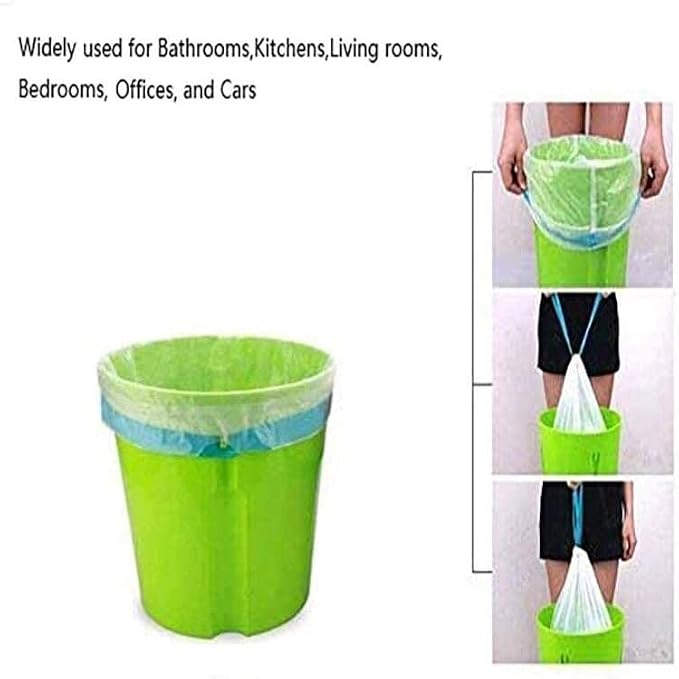 Small Garbage Bags, 1.2 Gallon Trash Bags for Bathroom Trash Can Liners with Drawstring 60 Counts, Waste Basket Trash Bags Auto Shrink, White