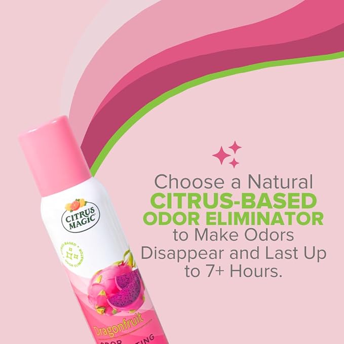 Citrus Magic Air Freshener Spray, Dragonfruit, 3 Ounce, Pack of 3 | Odor Eliminator for Home, Up to 7 Hours of Freshness, Non-Aerosol, Citrus-Based Formula