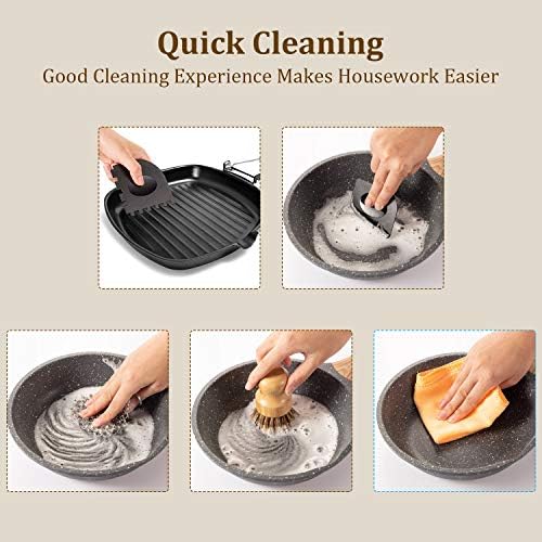 Patelai 7 Pcs Cast Iron Cleaning Kit,Chainmail Scrubber Brush,Bright Color | Cast Iron Accessories with 2 Grill Scrapers, Handle Holder, Dish Cloth, Wall Hook for Cast Iron Pan Skillet Camping Kitchen