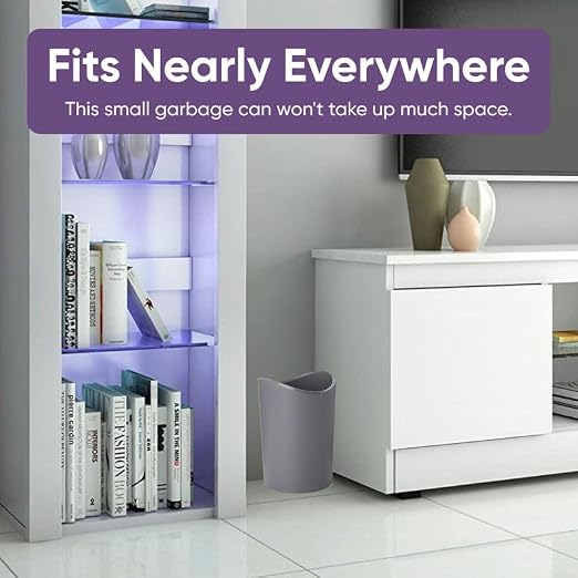 Superio MIni Bathroom Trash Can with Lid, Modern Grey Mini Waste Bin with Swing Lid (1 1/2 Gallon, 6 Liter) Plastic Garbage Can for Kitchen, Bathroom, Bedroom, Office, Under Desk (1, Grey)