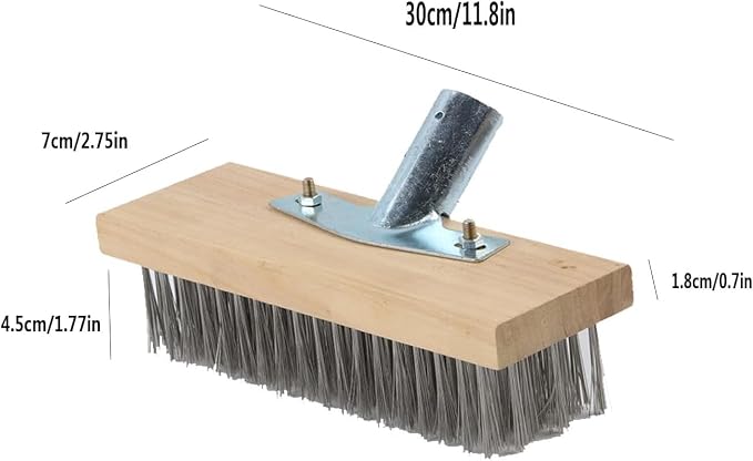Wire Broom Head, Garden Stiff Metal Bristle Deck Scrub Brush, Garden Weed Moss Remover Tool Broom for Heavy Duty Weed Moss & Algae on Shower Wall Garage Yard Patio (Only Head-12inch)