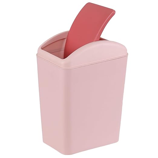 4.5 Gallon Swing Top Garbage Can, Plastic Trash Can with Lid, Pink | High Quality Plastic Material, Swing Lid Design, Ideal for Bathrooms, Bedrooms, Offices