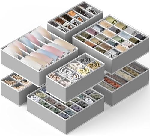Simple Houseware Closet Underwear Organizer Drawer Divider Assorted 7 pcs | Gray