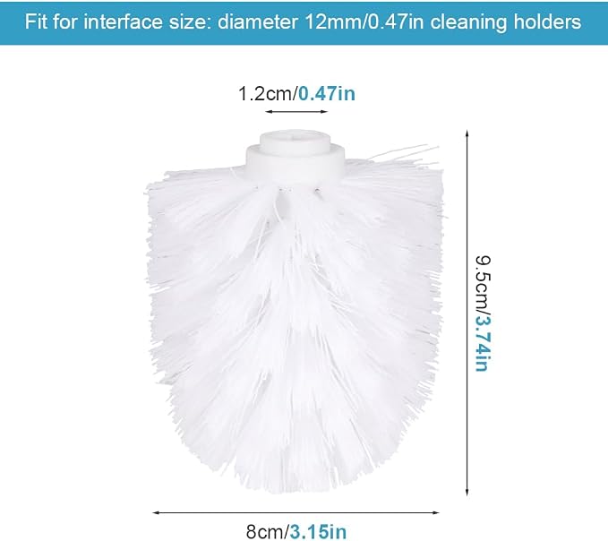 EKDJKK 2PCS Toilet Bowl Brush Replacement Head, Toilet Brush Head Replacement with Durable Stiff Bristles, Cleaning Tool for Home Hotel Bathroom (White)