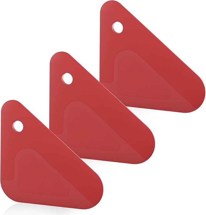 Food Scraper Dish Scraper for Cast Iron Skillets, Cookware, Pans and Pots | Nylon and Silicone, 2-in-1 Kitchen Scraper Tools, Pan Scraper, Heat resistant to 140 ℉, 3 Pack, Red