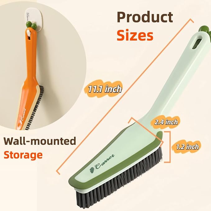 3-in-1 Detail Cleaning Brush, Crevice Grout Brush, Green | Detachable Design Converts Between a Narrow Crevice Brush and Surface Scrubber, Ergonomic Grip & Hard Bristles for Deep Clean