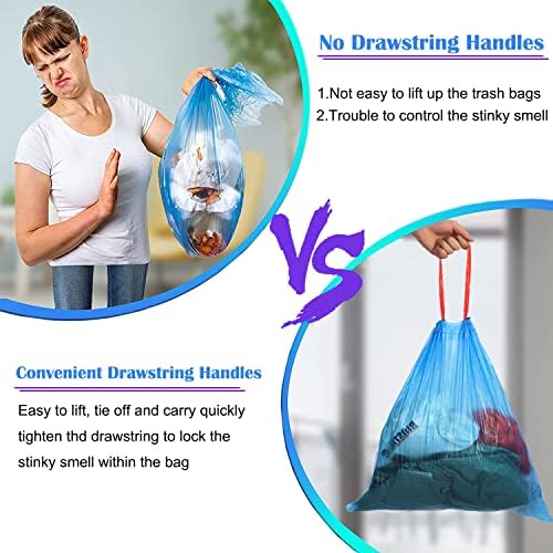 Small Trash Bags 4-6 Gallon,Extra Thick & Strong 4 Gallon Garbage Bags Drawstring 5 Gallon Trash Bags Small Garbage Bags Unscented Waste Basket Liners for Kitchen,Bathroom,Office(80 Counts)
