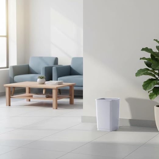 Superio 4.5 Gallon Plastic Trash Can, Waste Bin for Home, Kitchen, Office, Bedroom, Bathroom- 18 Qt (White Smoke)