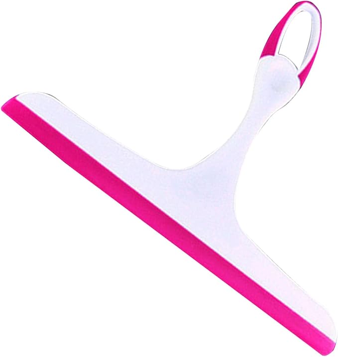 Rengue Double Sided Squeegee with Soft Blade for Windows Glass Shower Door Car Tiles Scratch Free Wiping (Rosy Red)