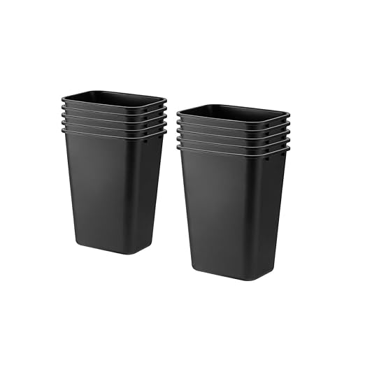 10 Pack, Recycle Wastebasket, 13 Qt. / 3 Gallon Rectangular Wastebasket/Trash Can Kit - Compact Recycling Bin, Slim Design for Business, Kitchen, Household, Workplace, and Dormitory - Black