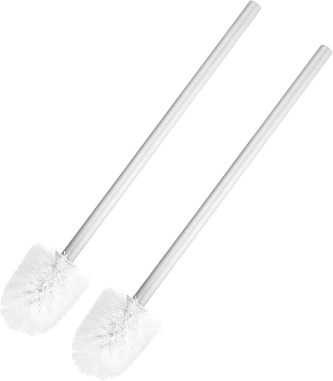 uxcell 2 Pcs Toilet Brush Set Replacement Head, 13.8 Inch Toilet Brush Refills with Handle, Bathroom Cleaning Tool Restroom Accessories for Bathtubs Bathroom Home Apartments Office, White