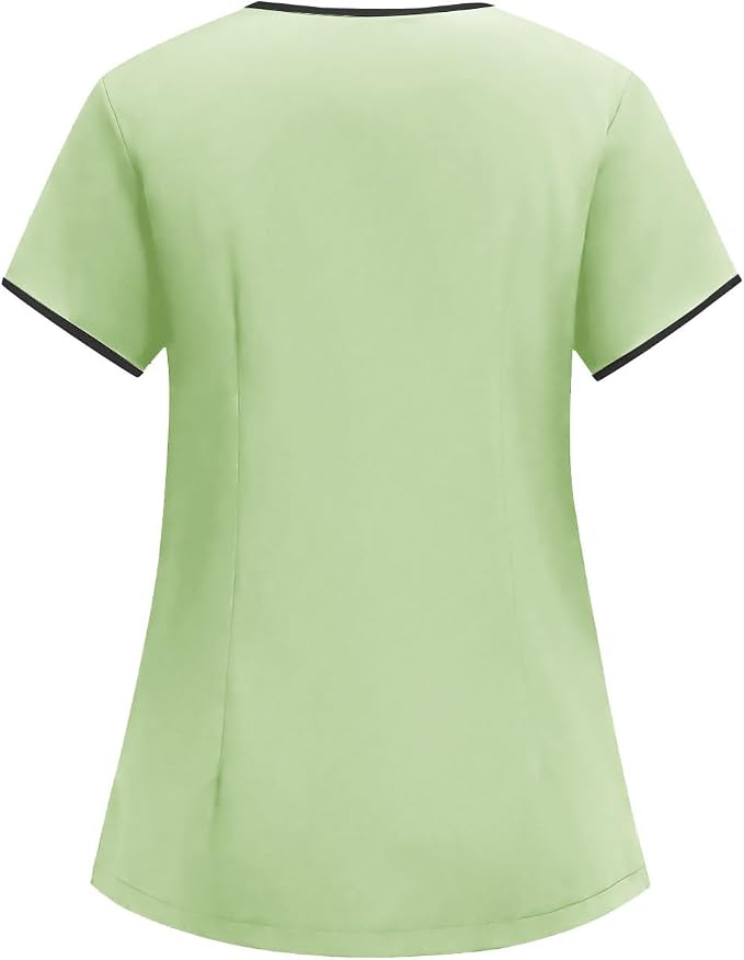 Medical Scrub Tops for Women Womens Short Sleeve Nursing Housekeeping Uniform Stretchy Workwear Cleaning Shirts