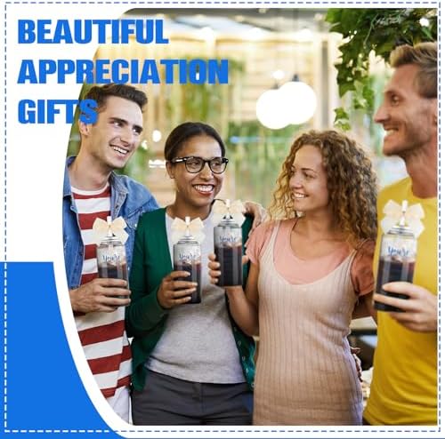 Skylety 24 Pcs Blue Employee Appreciation Gifts Bulk Thank You Cups | Housekeeping Appreciation Week Gift Cups with Lid Straw for Coworker, 13.5 oz, Plastic, Awesome Tumblers for Customer Service