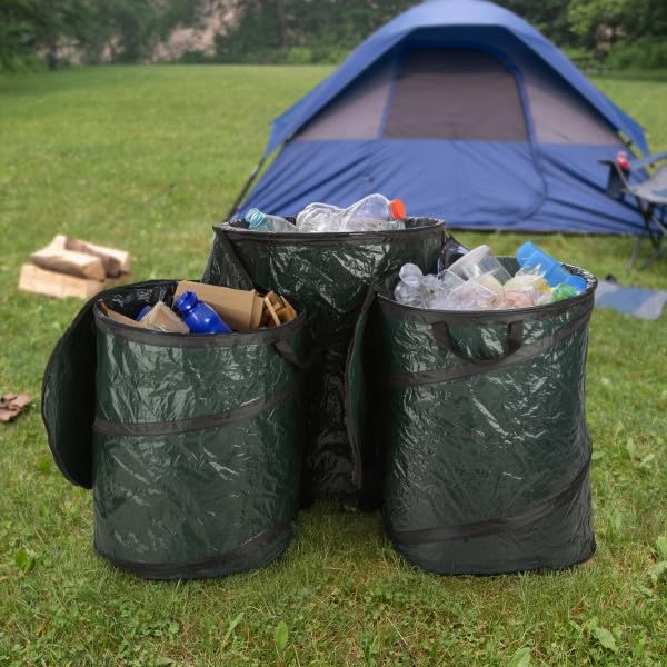Wakeman Outdoors Collapsible Trash Can, 44-Gal, 29.5-Gal, 23.1-Gal, 3-Pack | Outdoor Portable Pop Up Trash Cans for Parties, Laundry Hamper, Collapsible Yard Waste Bag Leaf Bin - Camping Essentials