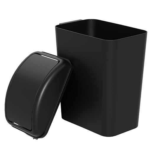 Farmoon 16 L/4 Gallon Slim Plastic Trash Can, Swing Lid Garbage Bin, Black