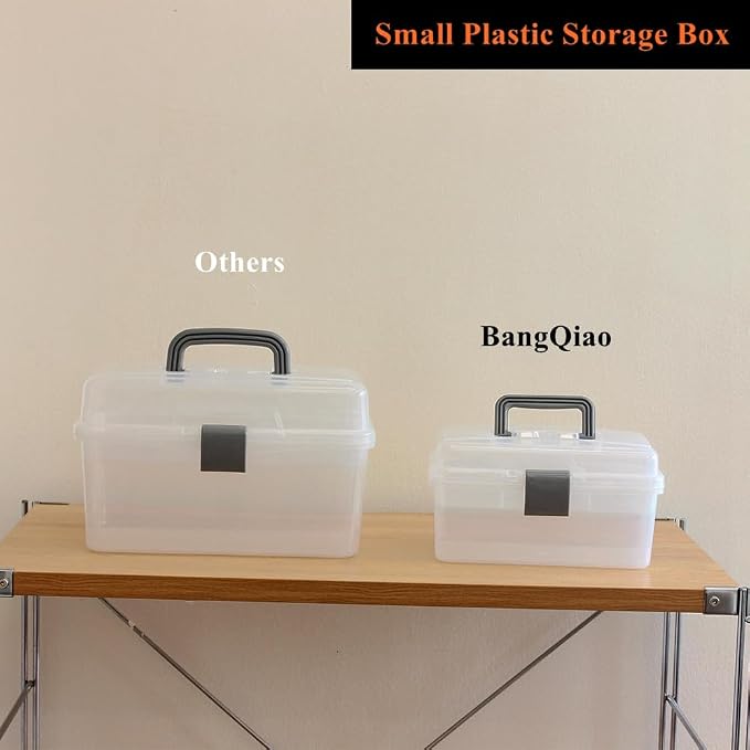 Multipurpose Plastic Storage Container Box with Handle and Latch Lock, Clear Gray