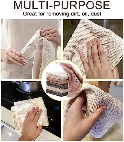 K&janet6am Dish Cloths for Washing Dishes, 6 Pack Kitchen Dish Towels, Super Absorbent Microfiber Cleaning Cloth, Barista Micofiber Cloths for Espresso Machine,12x12 Inches