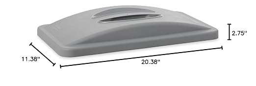 Rubbermaid Commercial Slim Jim Waste Container Handle Top/Lid, Plastic, Light Gray, Compatible with 23-Gallon Slim Jim Trash/Garbage Can