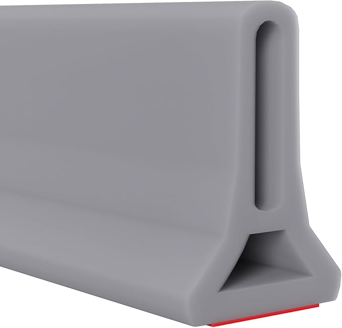 Hi-Na 3ft/5ft/6ft/8ft10ft Collapsible Shower Threshold Water Dam Water Barrier for Shower and Water Stopper Keeps Water Inside Water Threshold for Wet and Dry Separation (5ft, Grey)