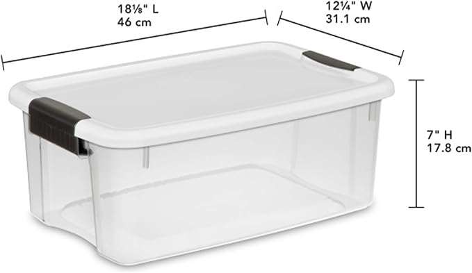 Sterilite Ultra Latch Box with Lids for Home and Office, 18 Quart, 18-Pack | Heavy-Duty and Stackable Plastic Containers with Latches for Closet, Cabinet, Bedroom, Bathroom and Dorm Room Organization
